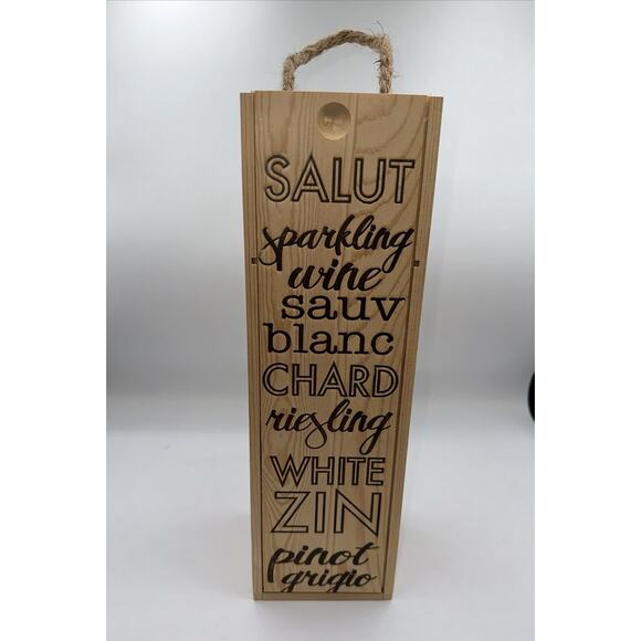 Natural Wooden Wine (White) Crate with Handle with Sliding Cover, 31-09 - Picture 2 of 12